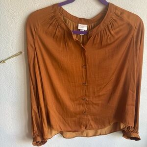 Women's Brown Button-Up Top